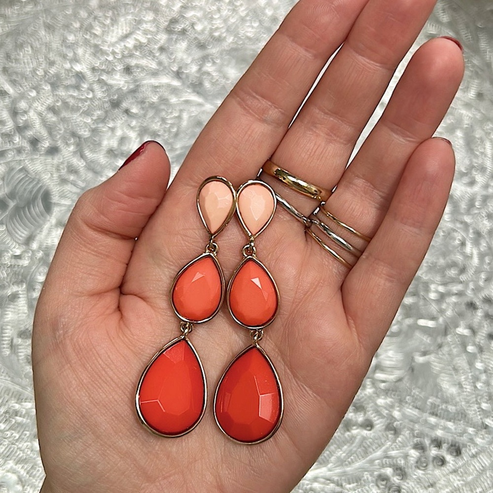Colourful Three Tiered Drop Earrings
